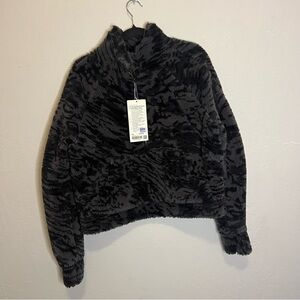 NWT Lululemon Scuba Oversized Fleece Funnel Neck Jacquard Black M/L